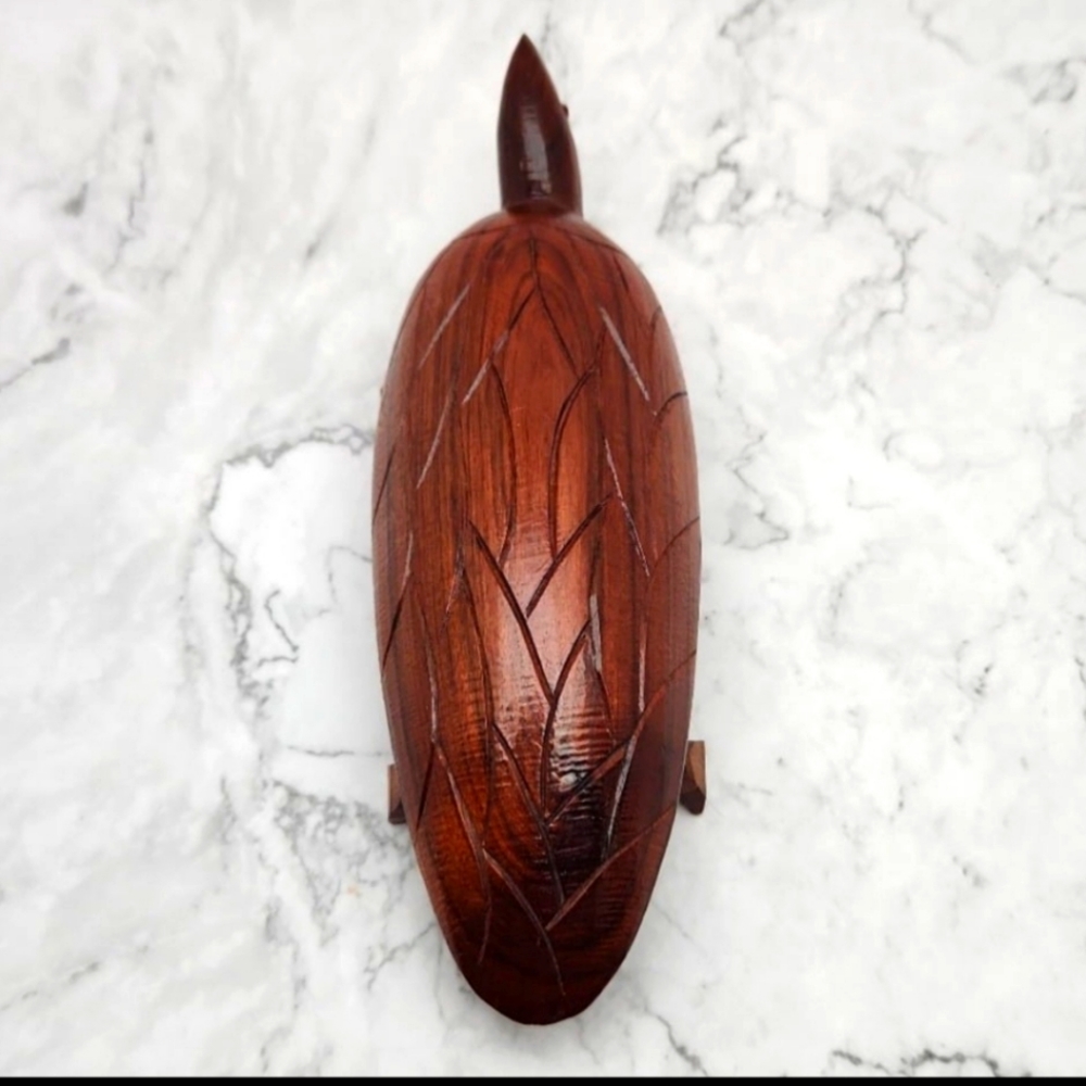 Hand Carved Wood Turtle, 8" Folk Art Decor - Picture 6 of 11